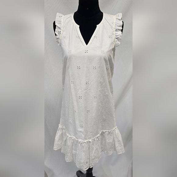 Madewell women XS white eyelet garden summer dress lined costal cowgirl boho - Picture 4 of 14